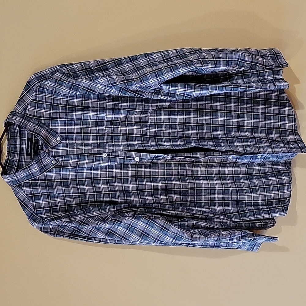 Croft & Barrow Green and Blue Plaid Front Button Collar Shirt Long Sleeve XXL